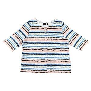 Rafaella Womans Striped Top Black White Blue Peach size Petite Large  JH1541